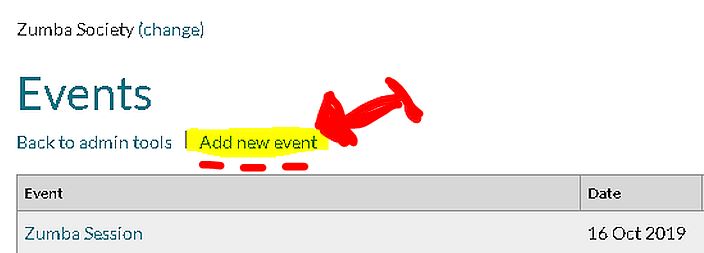 Add new Event under the Events button