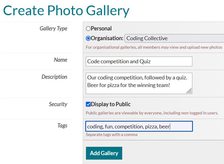 Create Photo Gallery - Step 2