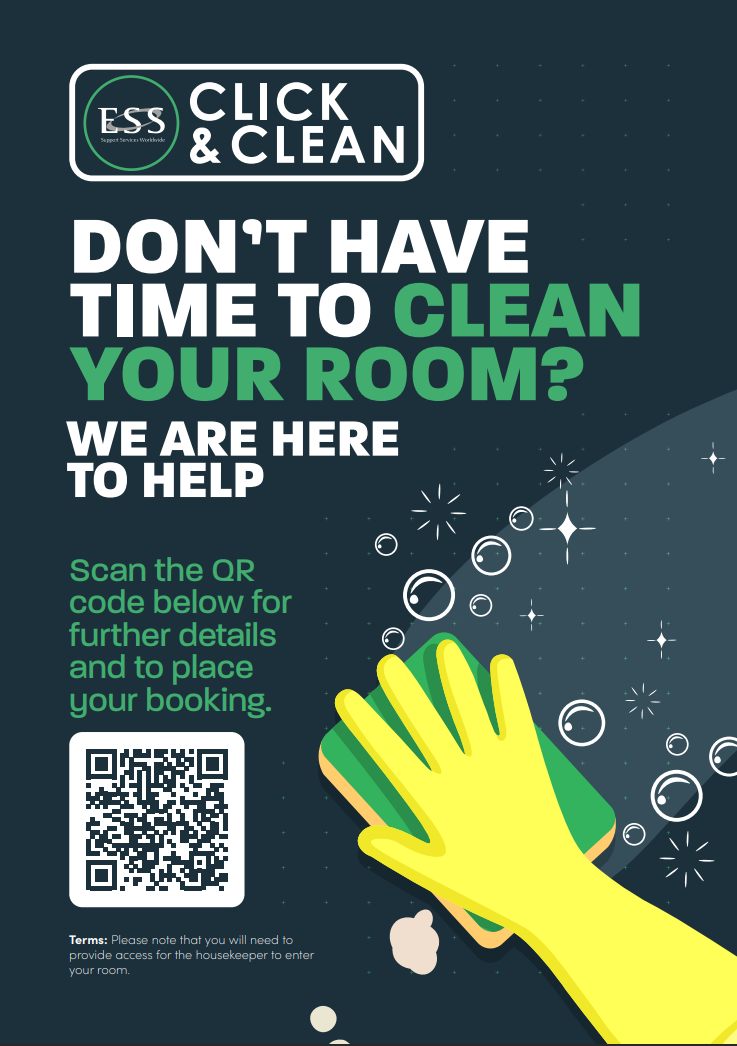 Click and Clean Service - for more details, scan our QR code